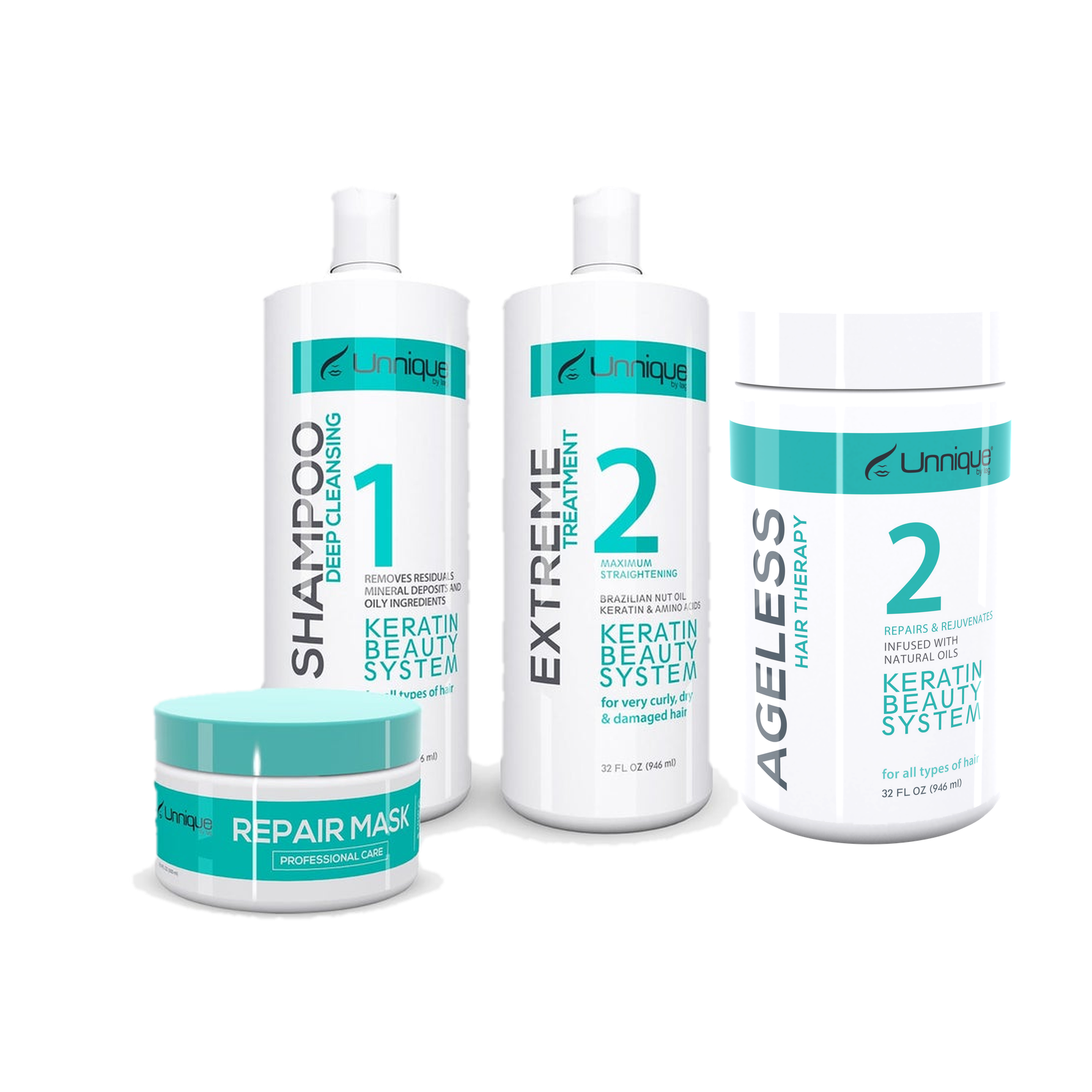 Kit Salón Unnique 946ml – Alisado Profesional a tu Elección (Extreme, Advance o KBS Ultra) + Ageless Fusion